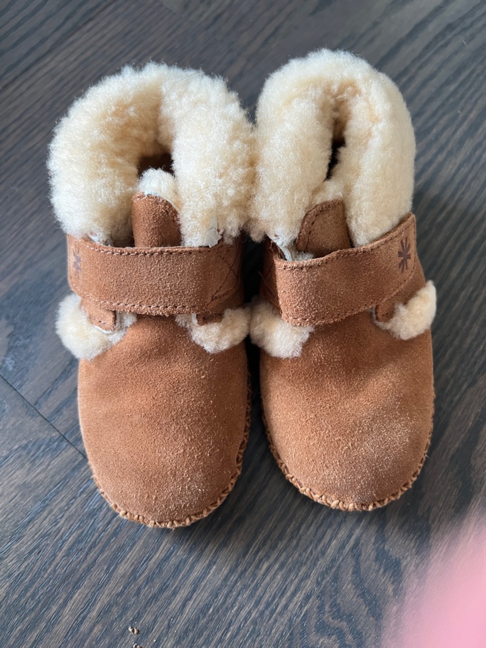 L.L. Bean Kids Chestnut Brown Suede Shearling Moccasins